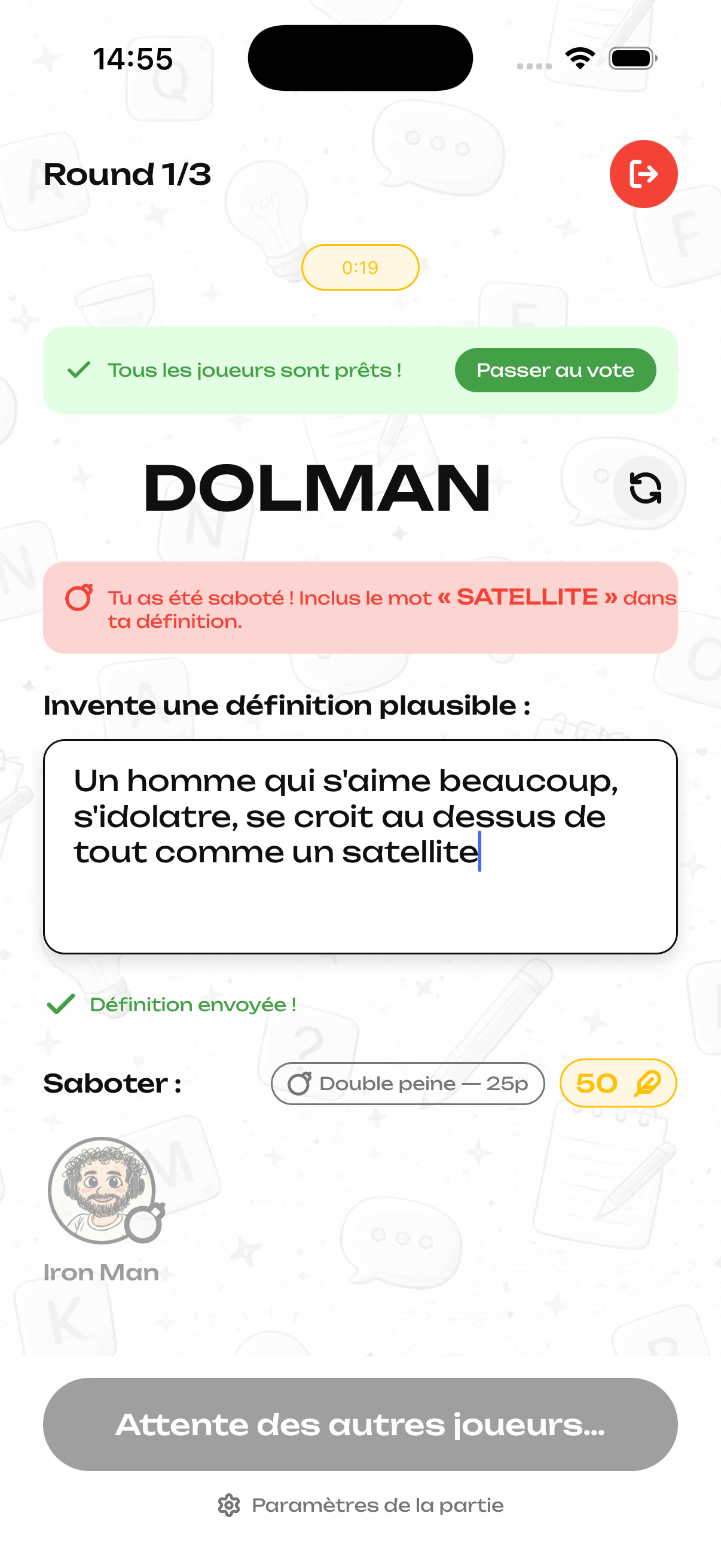 Capture d'écran du sabotage